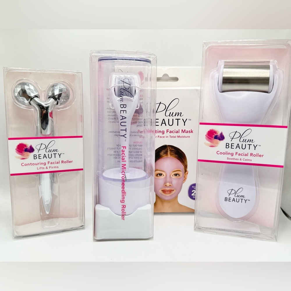 Plum Beauty Facial products (4)- Brand New countouring. Cooling plumping rollers